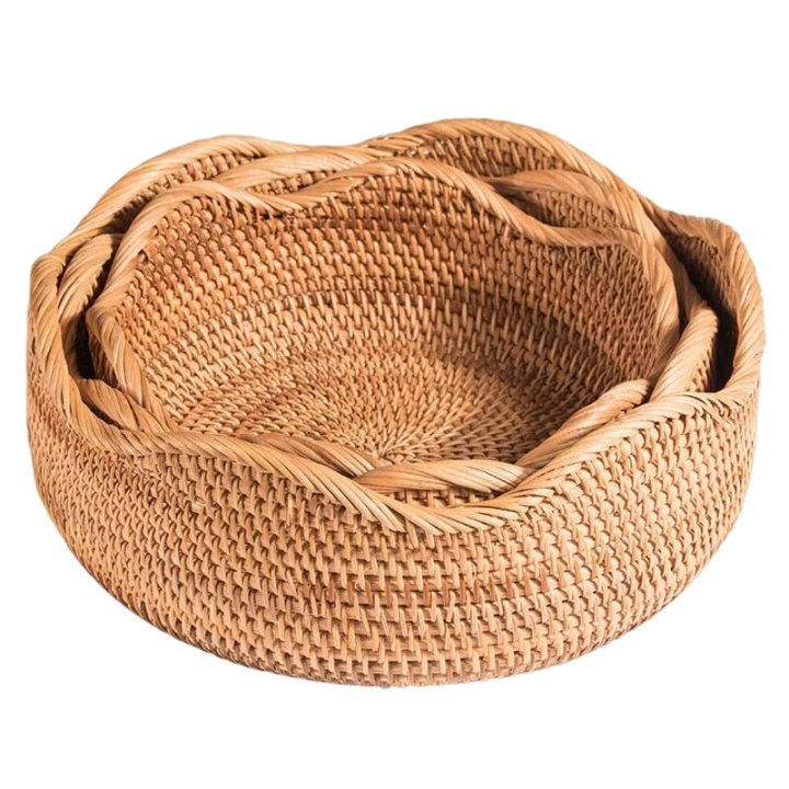 Cesta de Vime em Rattan Feita a Mão