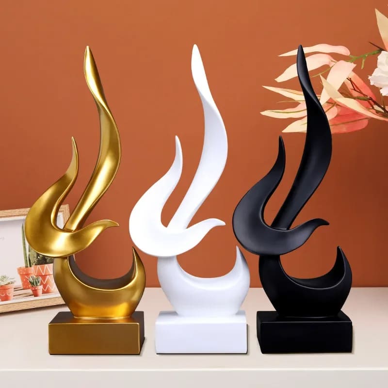 Escultura de Resina Abstrata Chamas