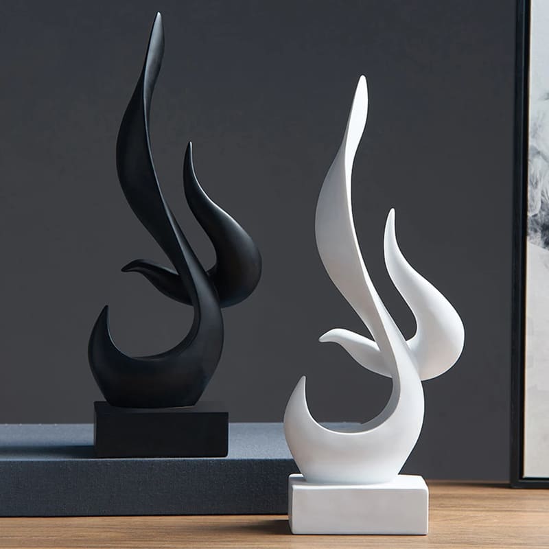 Escultura de Resina Abstrata Chamas