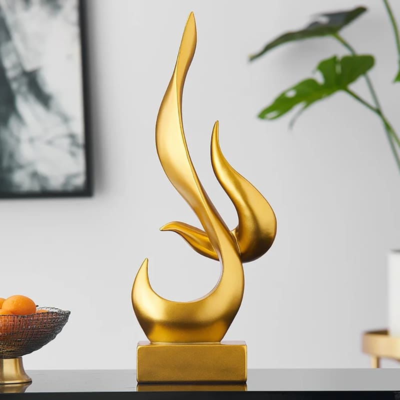 Escultura de Resina Abstrata Chamas